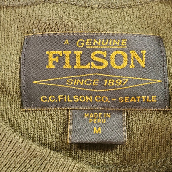 Filson Waffle Knit Henley Mens Medium Mossyrock Olive Green Thermal Long Sleeve - Picture 8 of 8